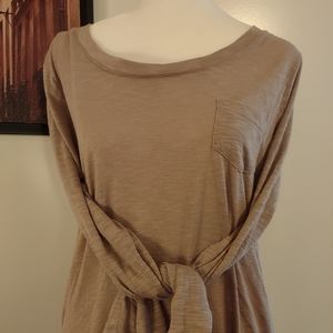 Derek Hart Plus- Tan/brown long sleeved top, XL